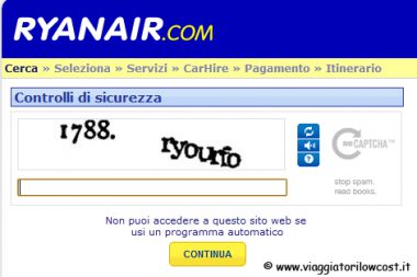 Codici Captcha Ryanair