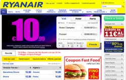 Screenshot Sito web Ryanair