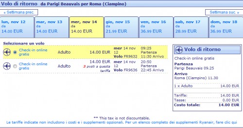 Voli low cost Parigi Roma