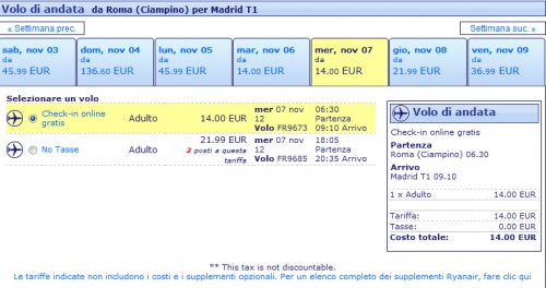 Voli low cost Roma Madrid