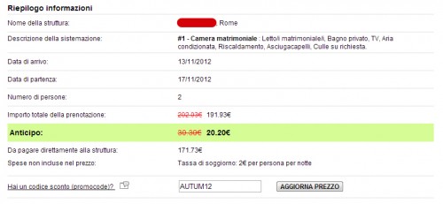 Codice sconto hotel 2012