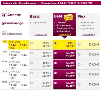 Voli low cost Roma Colonia