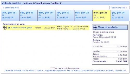 Voli low cost Roma Dublino