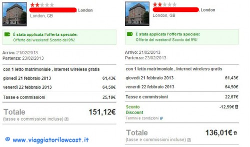 Hotels.com Codice sconto 