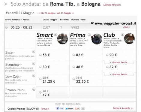 Italo treno biglietti low cost