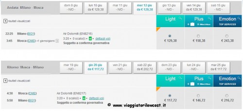 voli low cost Mosca