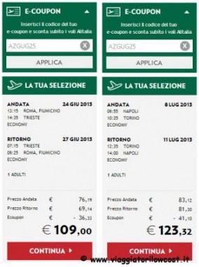 e-coupon Alitalia