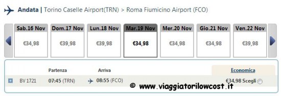 Voli low cost Torino Roma
