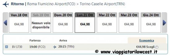 Voli low cost Torino Roma