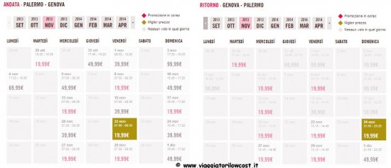 Voli low cost Palermo Genova