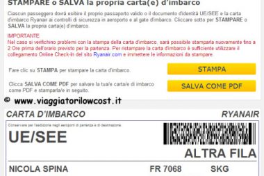 Come fare check-in online Ryanair