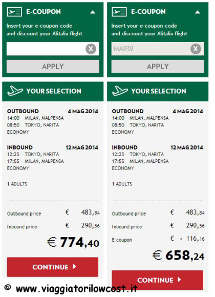 codice sconto Alitalia promo