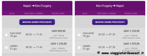 voli low cost tra Napoli e Kiev