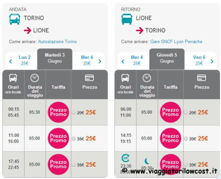 Biglietti autobus low cost  Francia