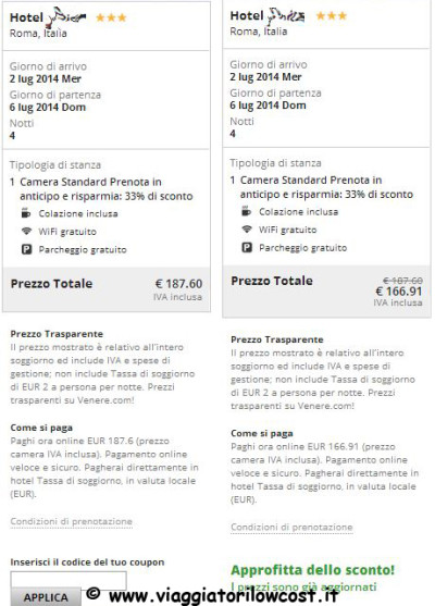 coupon sconto Venere.com