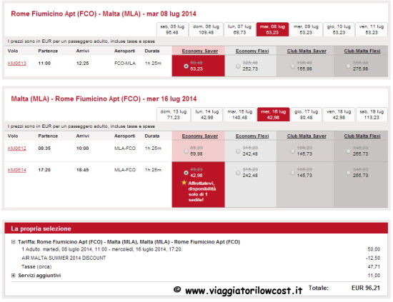 voli per Malta low cost estate