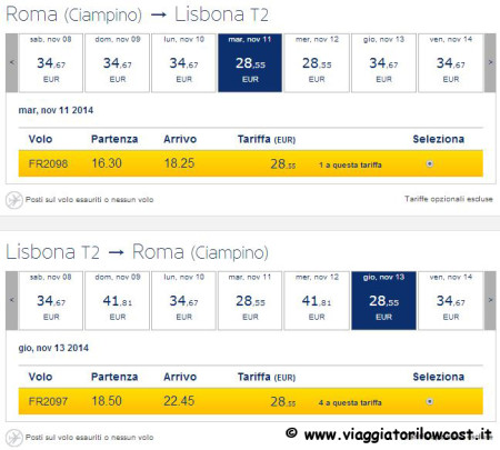 voli low cost Ryanair Lisbona