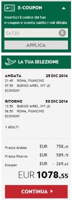 codice promo Alitalia Voli America