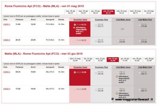 voli low cost per Malta estate 2015