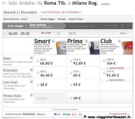 Codice Italo Treno viaggi low cost Milano