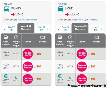 biglietti autobus low cost per la Francia