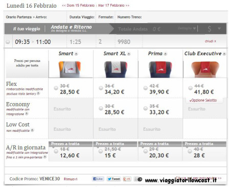 Speciale Carnevale a Venezia codice sconto Italo Treno
