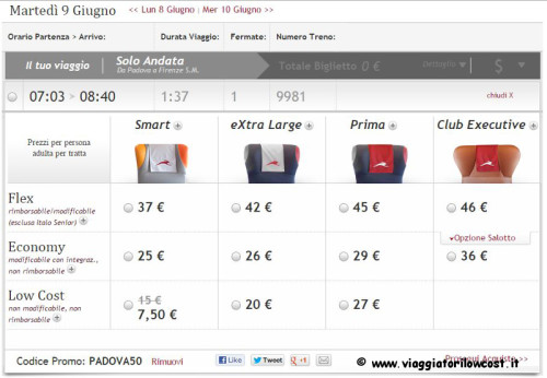 codice sconto Italo viaggi low cost a 3€