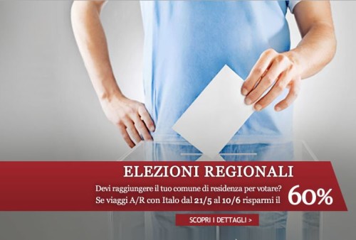 elezioni regionali sconto sui biglietti Italo Treno