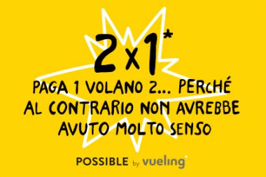 Voli low cost Vueling gratis il secondo