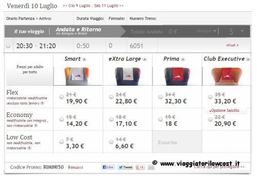 Viaggi low cost Rimini Codice sconto Italo