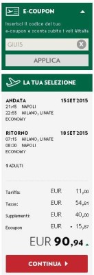 codice sconto Alitalia per voli 2015 e 2016