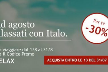 codice sconto Italo viaggiare agosto