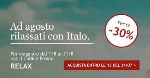 codice sconto Italo viaggiare agosto