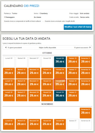 Biglietti low cost Torino Chambery in treno