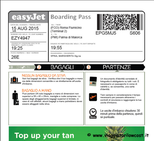 stampa carte di imbarco easyJet check-in online