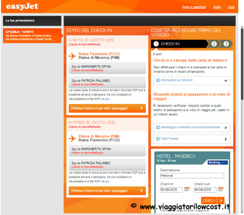 come fare check-in online Easyjet per i passeggeri