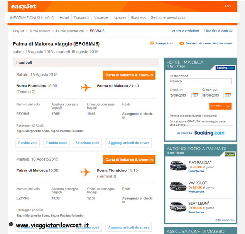 come fare check-in online Easyjet 