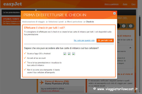 come fare check-in online Easyjet documenti