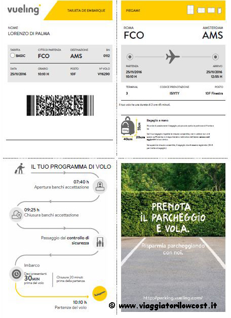 Stampa carte di imbarco Vueling check-in online